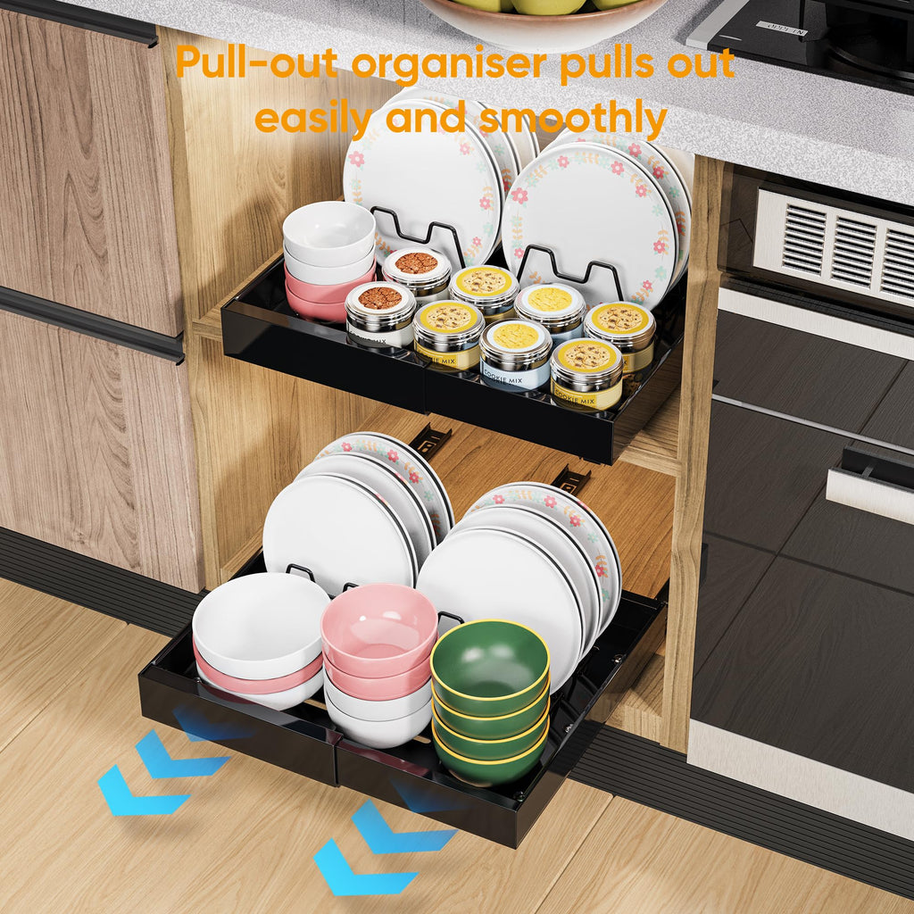 2-Pack Expandable Pull Out Cabinet Organizer - Black Metal