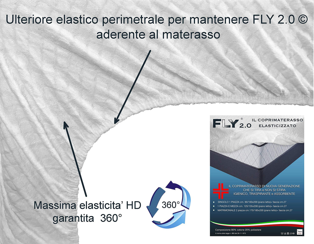 Fly 2.0 Terry Jacquard Elastic Mattress Topper with Corners - Double Bed for 2 Single Beds - image 3