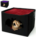 Gothic Cat Bed – Halloween House with Bat Entry and Scratch Pad