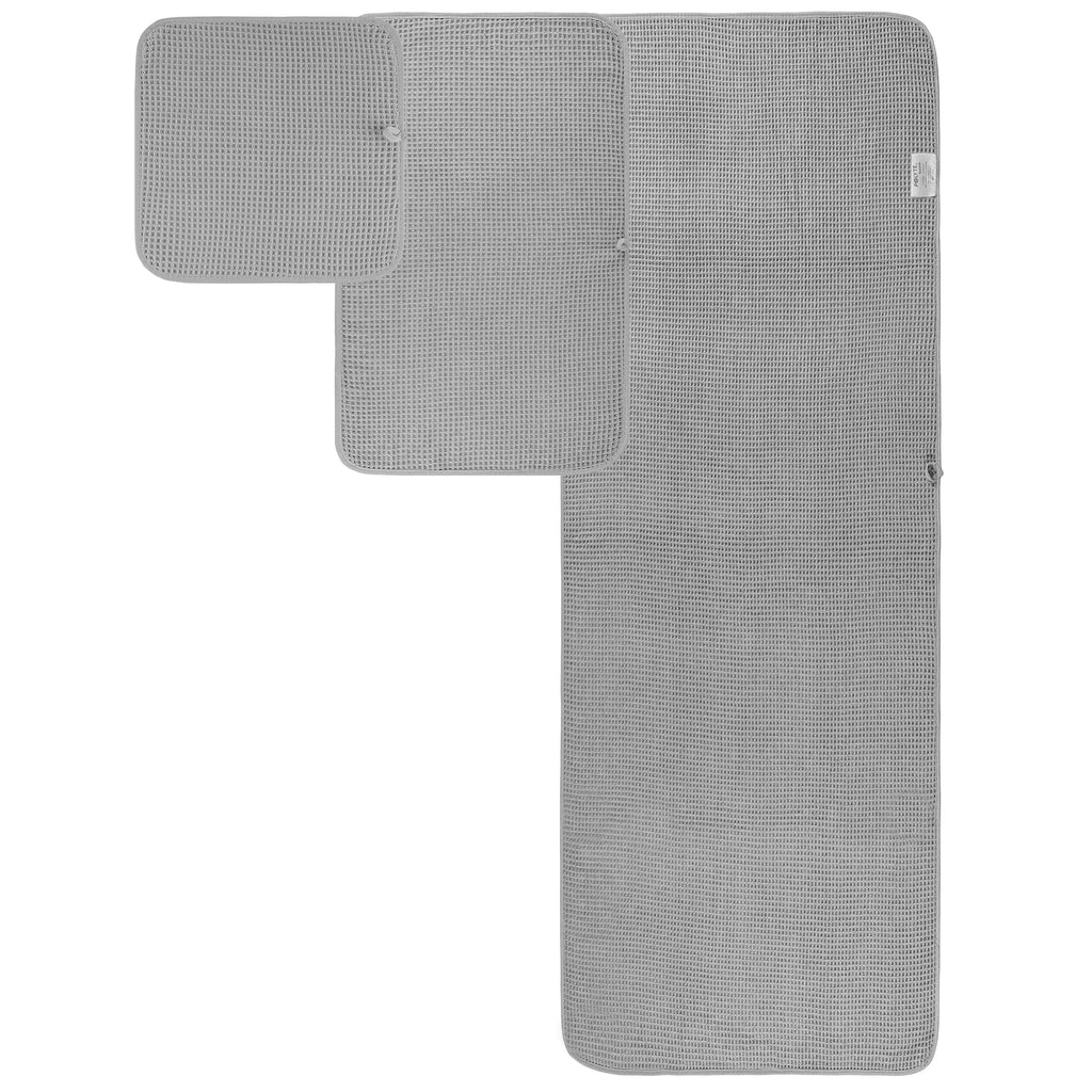 Polyte Microfiber Bath Towel Set - 6 Piece Quick Dry Waffle Weave, Grey