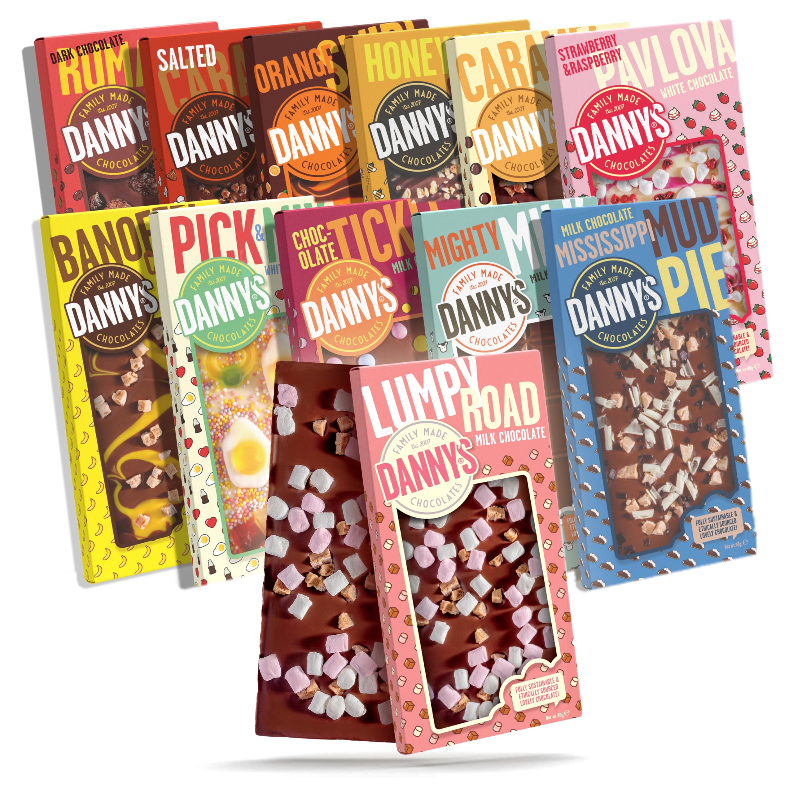 Danny's Chocolate Big Celebration Box – 12 x 80g Mixed Bar Gift Set