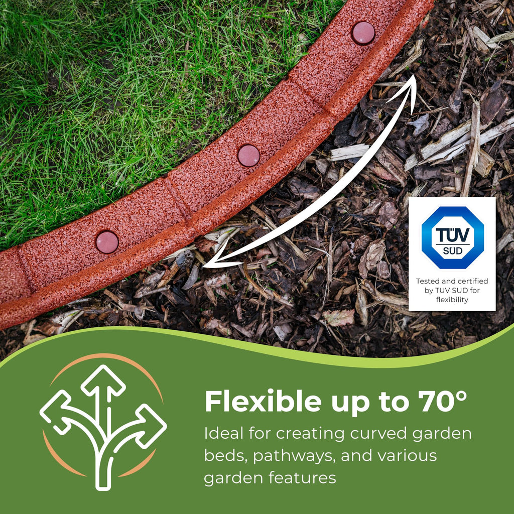 FlexiBorder Recycled Rubber Garden Edging - Terracotta - 6m Pack