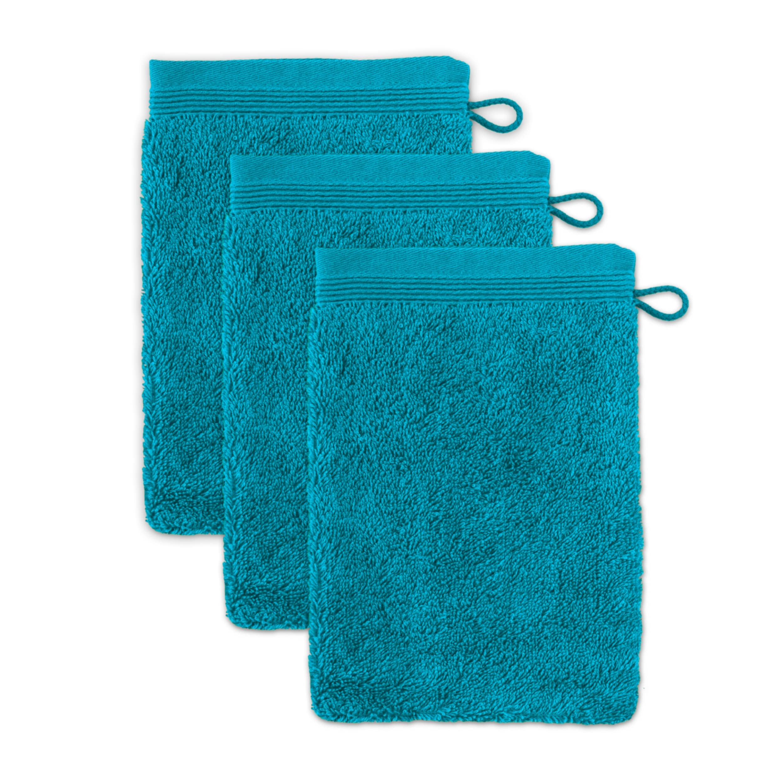 Möve Superwuschel Waschhandschuh 3er-Set – 100% Baumwolle, Lagoon