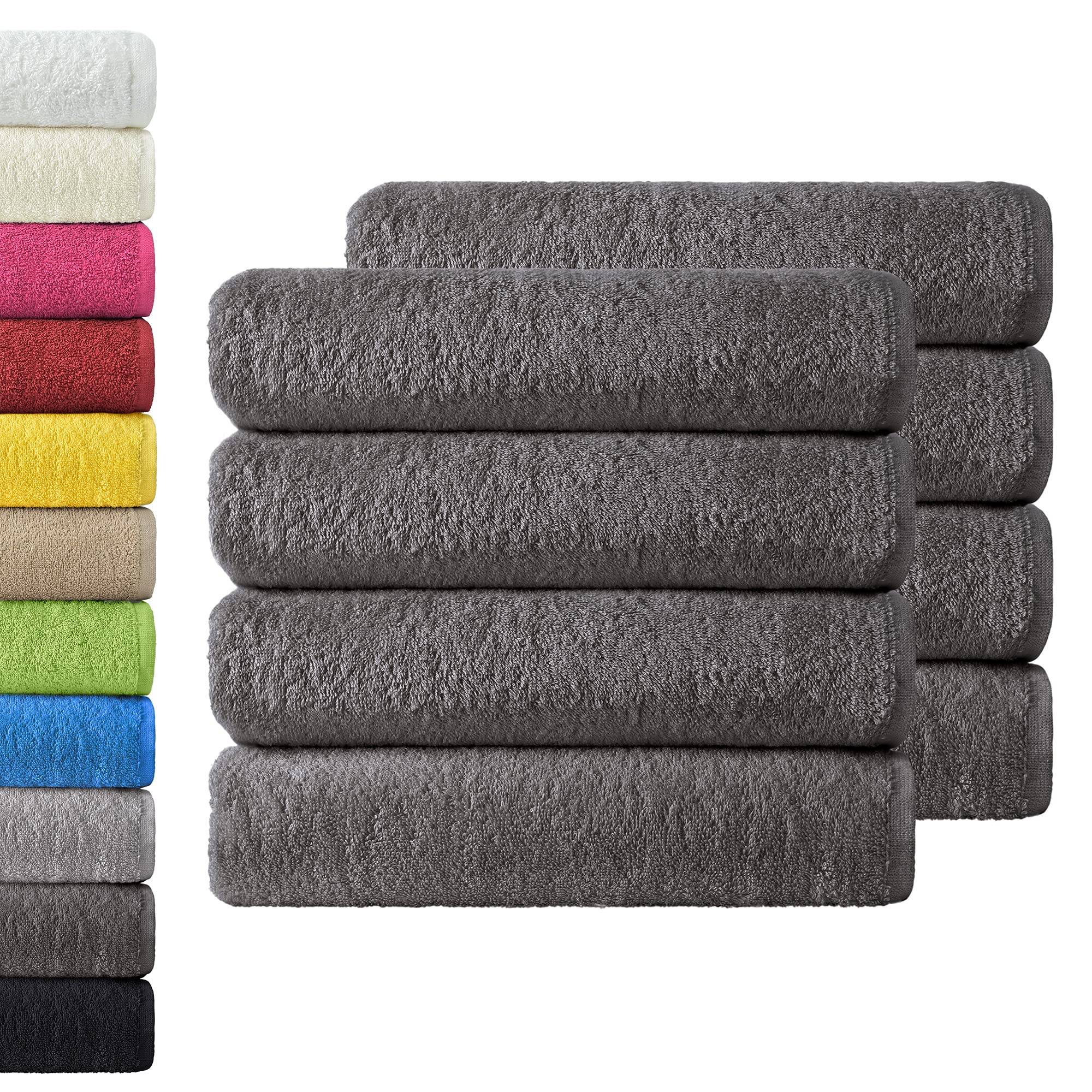 NatureMark 8 Hand Towels – 100% Cotton, 50x100cm – Anthracite Gray