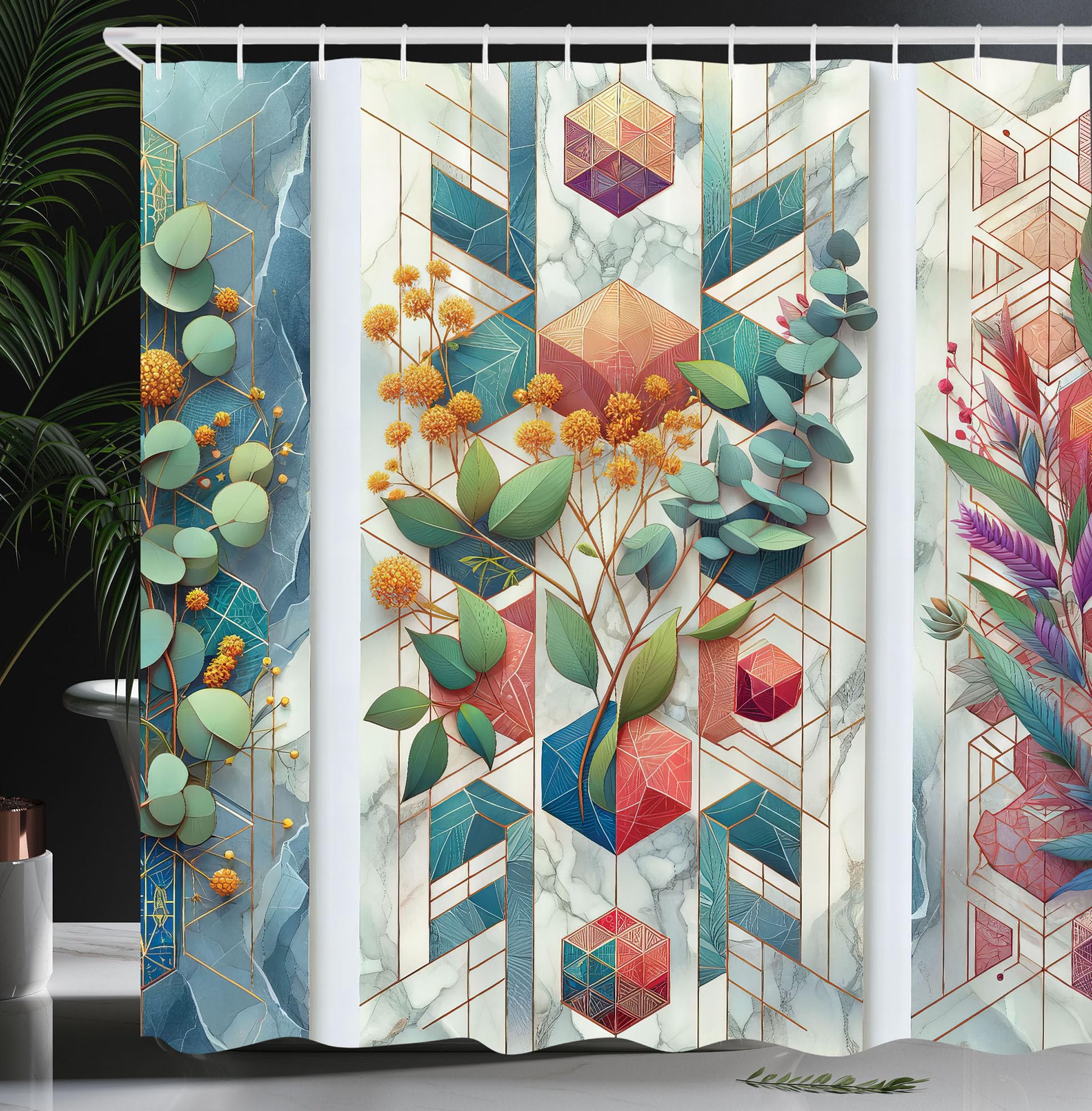 Abakuhaus Eucalyptus Leaves Shower Curtain | Waterproof Fabric, 175x200cm