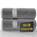 ALSAP Egyptian Cotton Bath Towels Set of 2 – 700 GSM Grey Bath Sheets