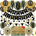 Reusable Birthday Decorations – Black and Gold Party Banner Set