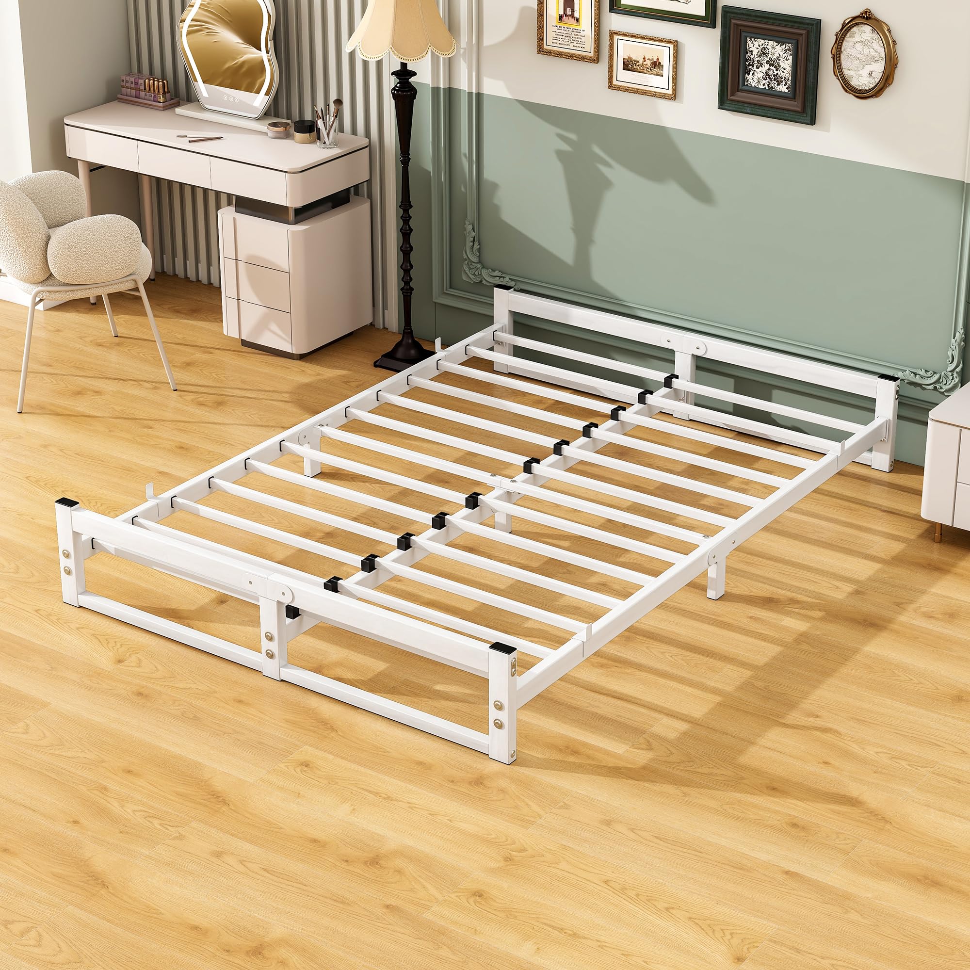 VECOCHO Metal Bed 140 x 190 cm – Minimalist Platform Bed Frame
