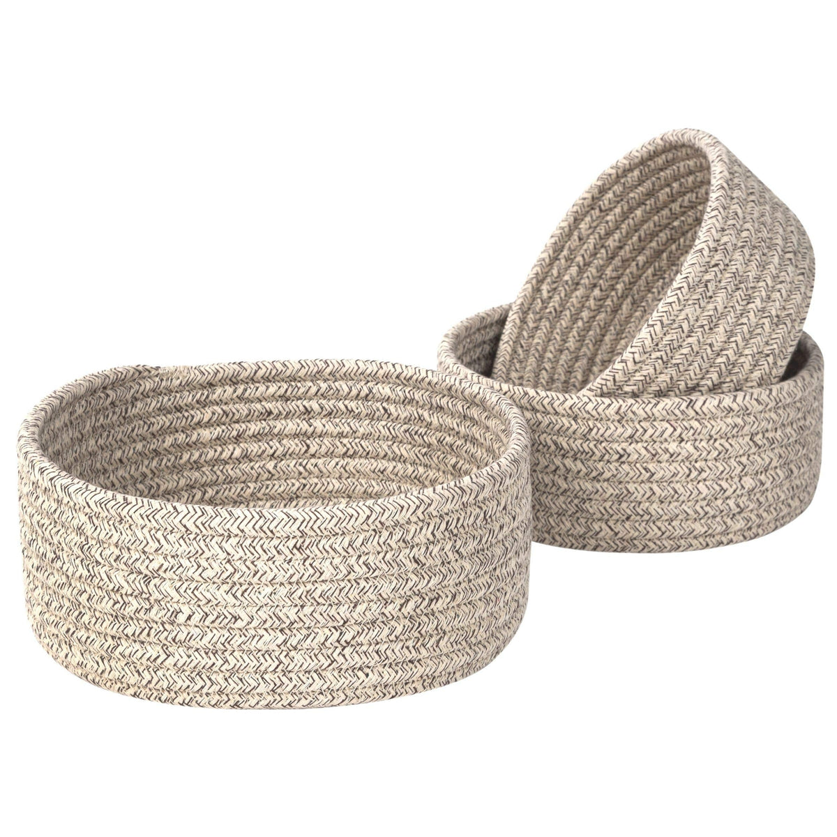 MINTWOOD Design Set of 3 Cotton Rope Nesting Bowls, Small Catch All Basket, Cute Closet Baskets and Bins for Shelves - image 1