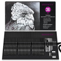 HIFORNY 36-Piece Sketching Drawing Pencil Set with Graphite and Charcoal