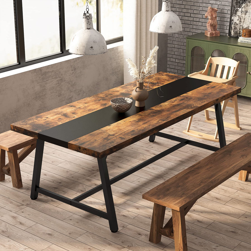 Tribesigns Dining Table for 8 People, 70.87-inch Rectangular Wood Kitchen Table with Strong Metal Frame - image 4