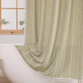 Plenmor Sage Green Boho Fabric Shower Curtain – Heavy Weight Striped