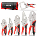 KRETLAW 6-Piece Locking Pliers Set | Curved Jaw, Long Nose & C-Clamp