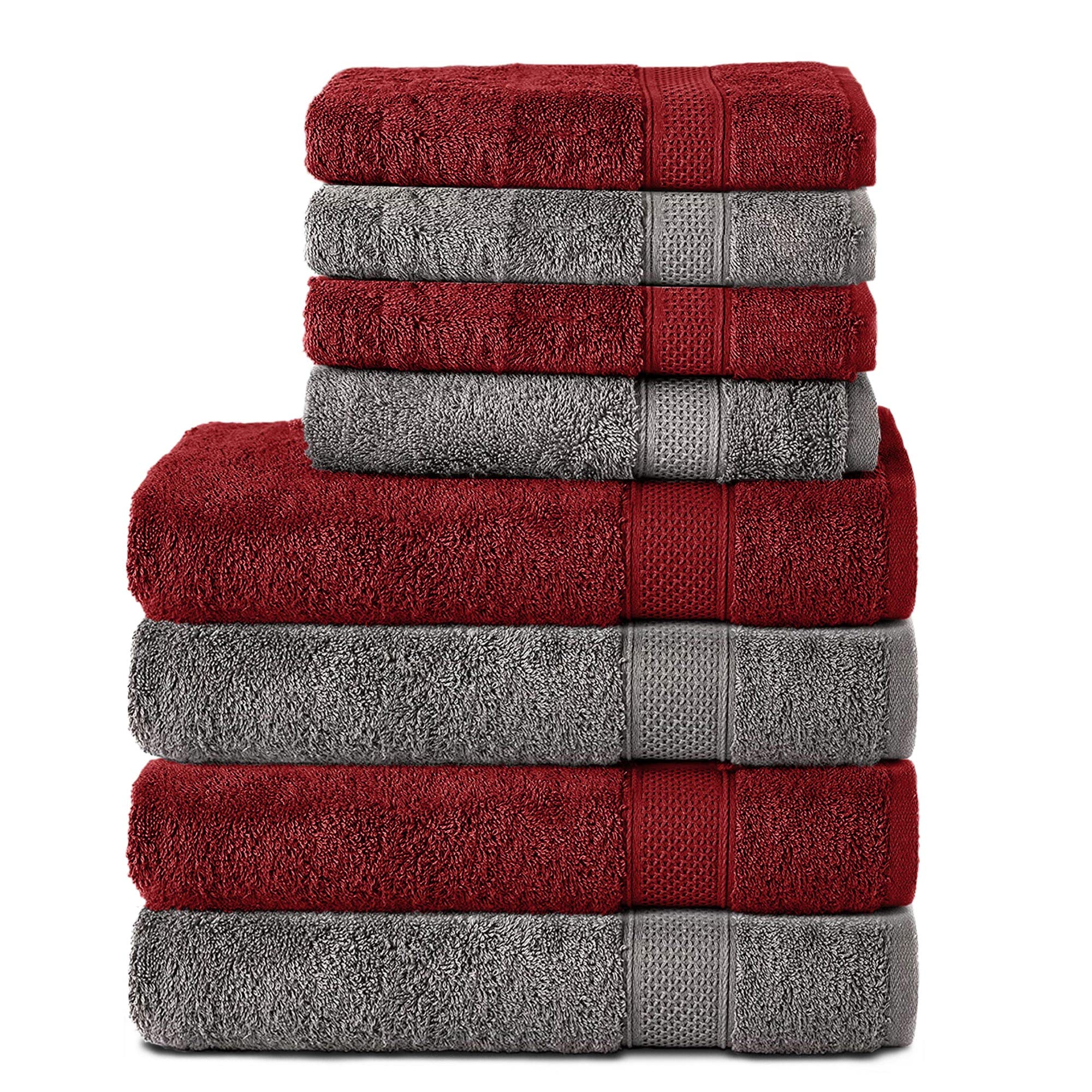 Komfortec 8-Piece Cotton Towel Set – Soft Terry Bath & Hand Towels