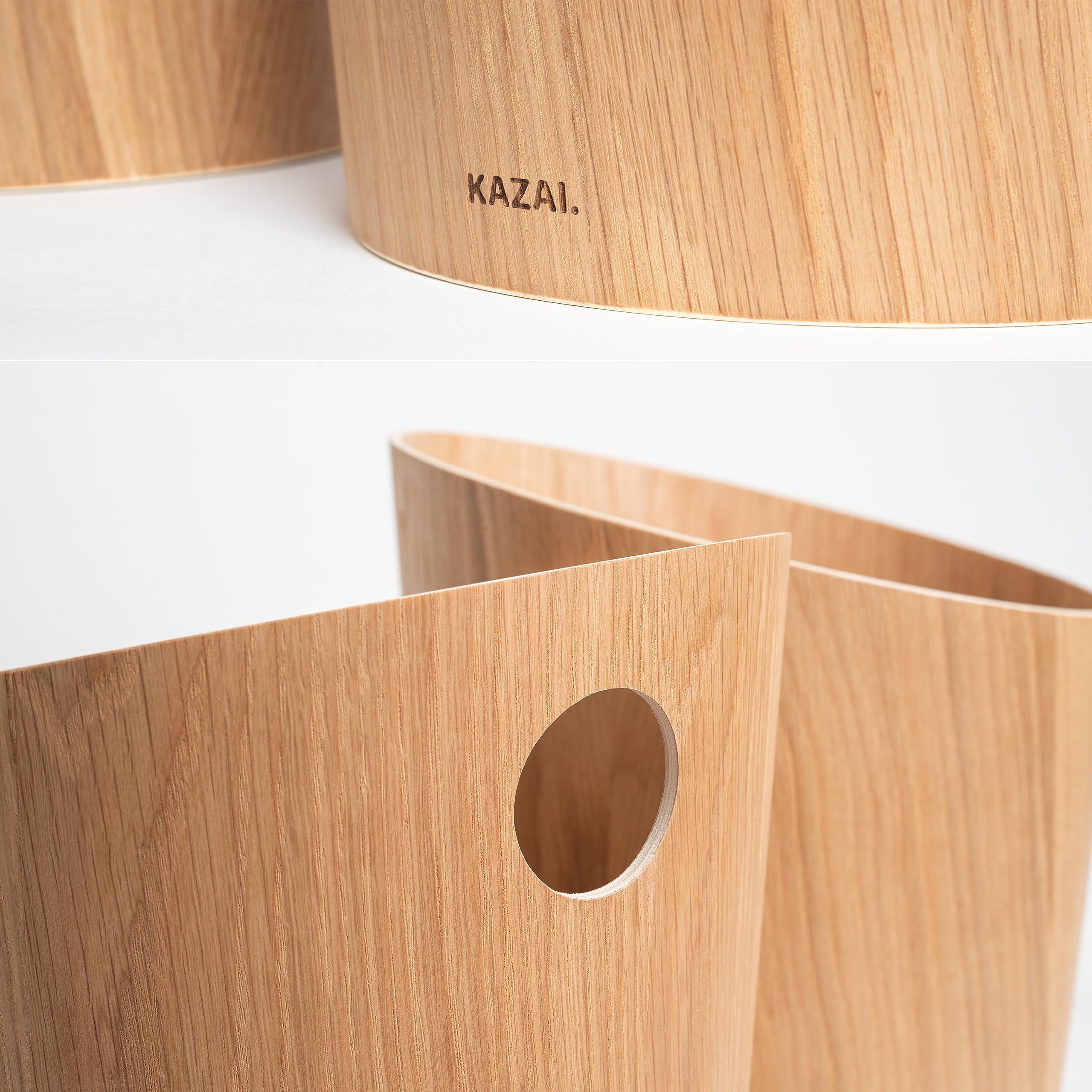 Kazai Bennet Real Wood Veneer Paper Bin – Oak Minimalist Waste Basket