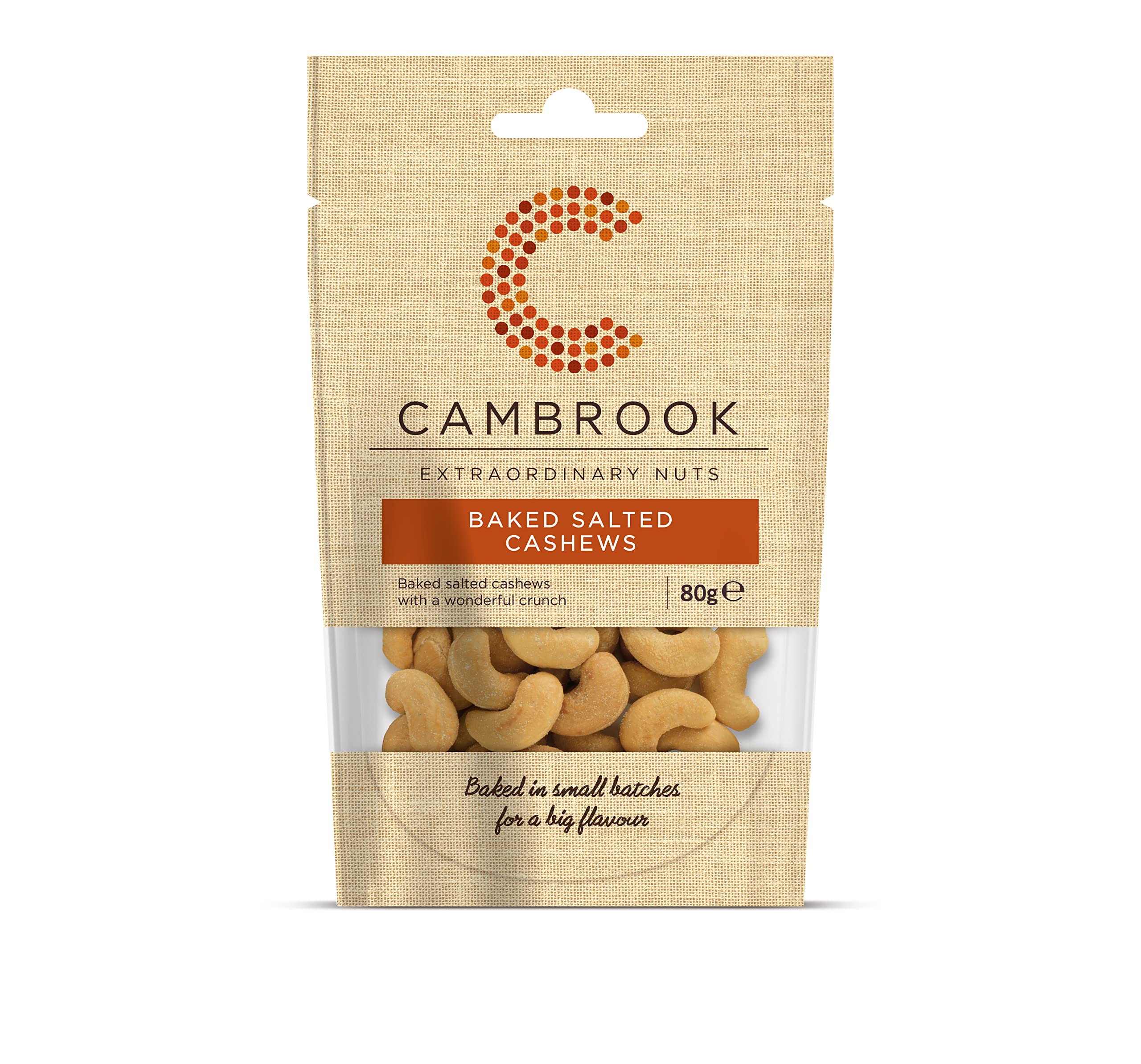 Cambrook Baked & Salted Cashews – Gourmet Nut Snacks, 80g (Pack of 9)