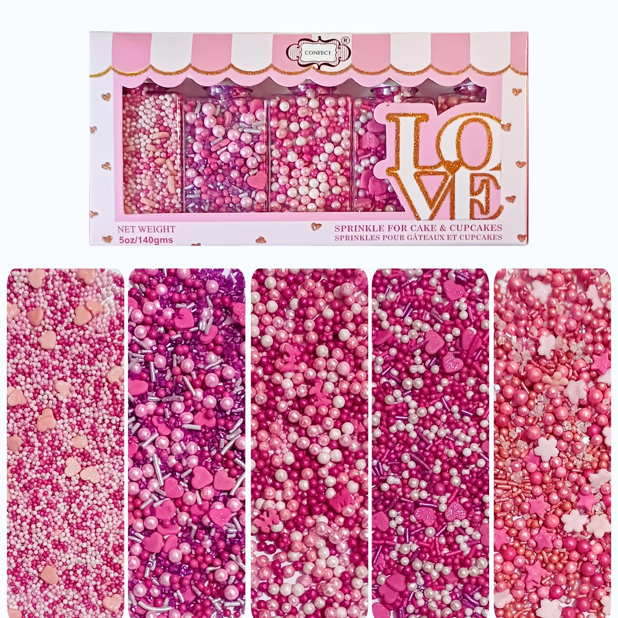 Confect Pink and White Pearl Sprinkles – Bake-Stable Edible Cake Toppers