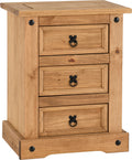 Seconique Corona 3 Drawer Bedside Chest – Distressed Waxed Pine