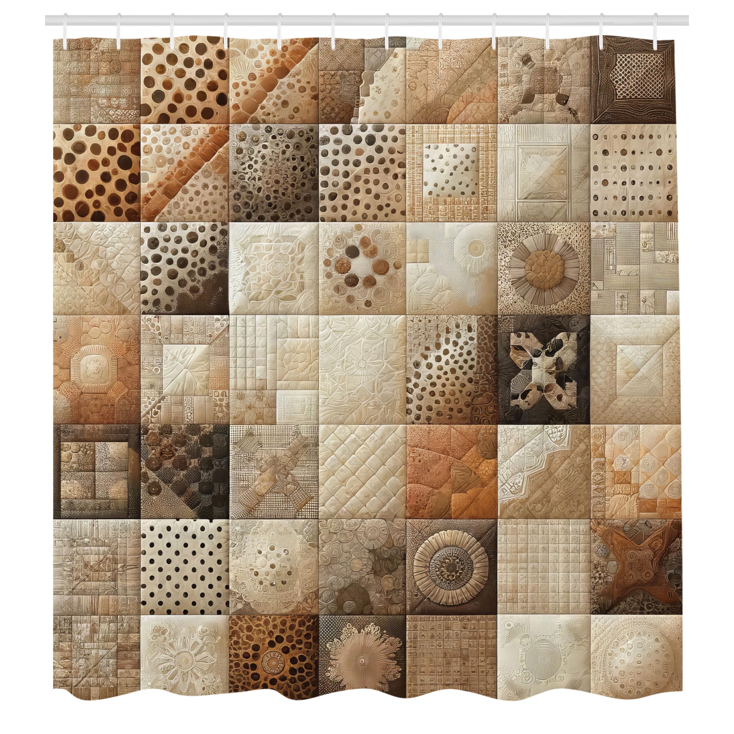 Abakuhaus Boho Art Shower Curtain | Sepia Brown Waterproof Fabric – 175x200cm