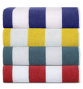 SweetNeedle Cabana Striped Beach Towels - 100% Cotton, 4-Pack White