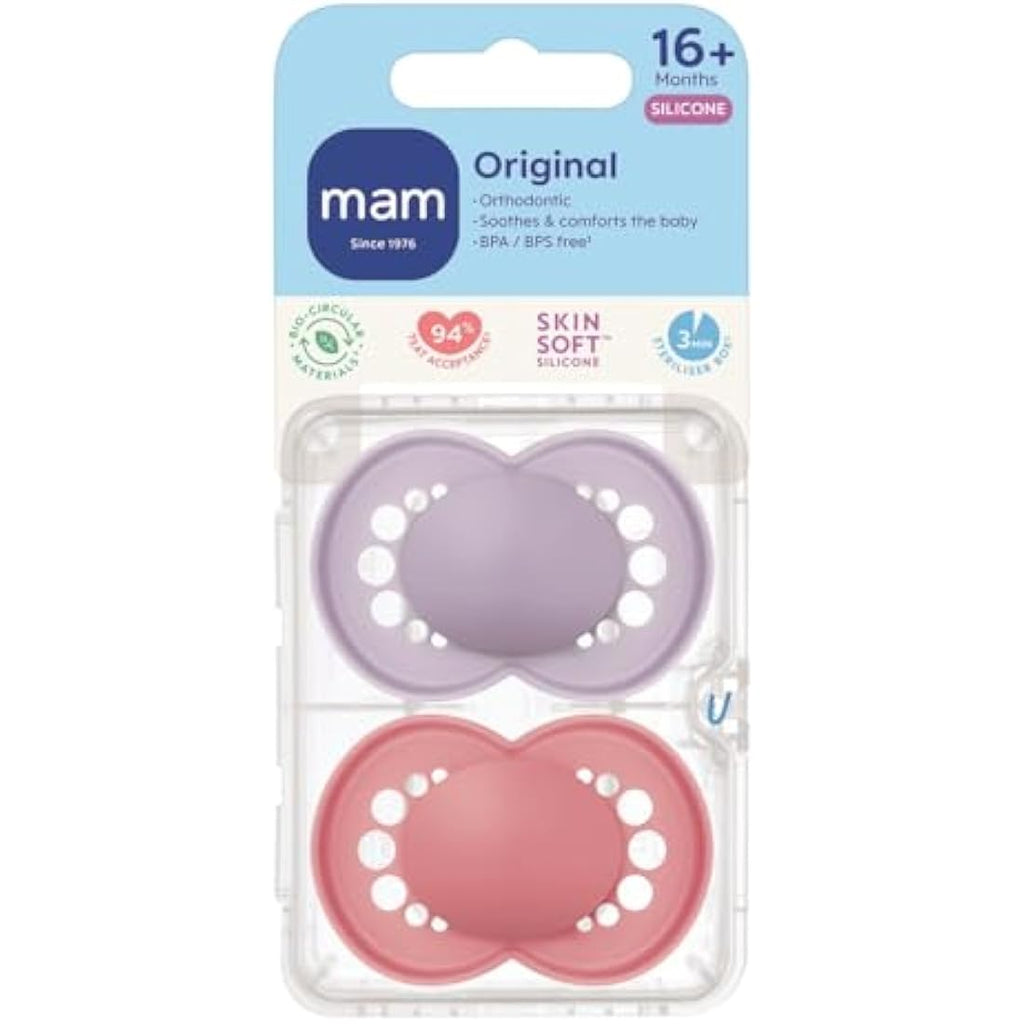 MAM Original Soothers | 18-36 Months | SkinSoft Silicone Dummy | 2 Pack