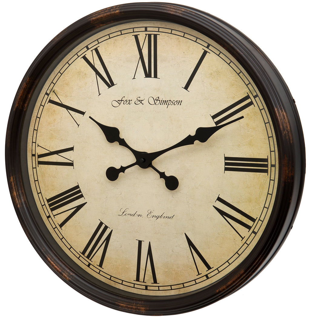 Fox and Simpson 50cm Grand Central Station Wall Clock – Black & Beige