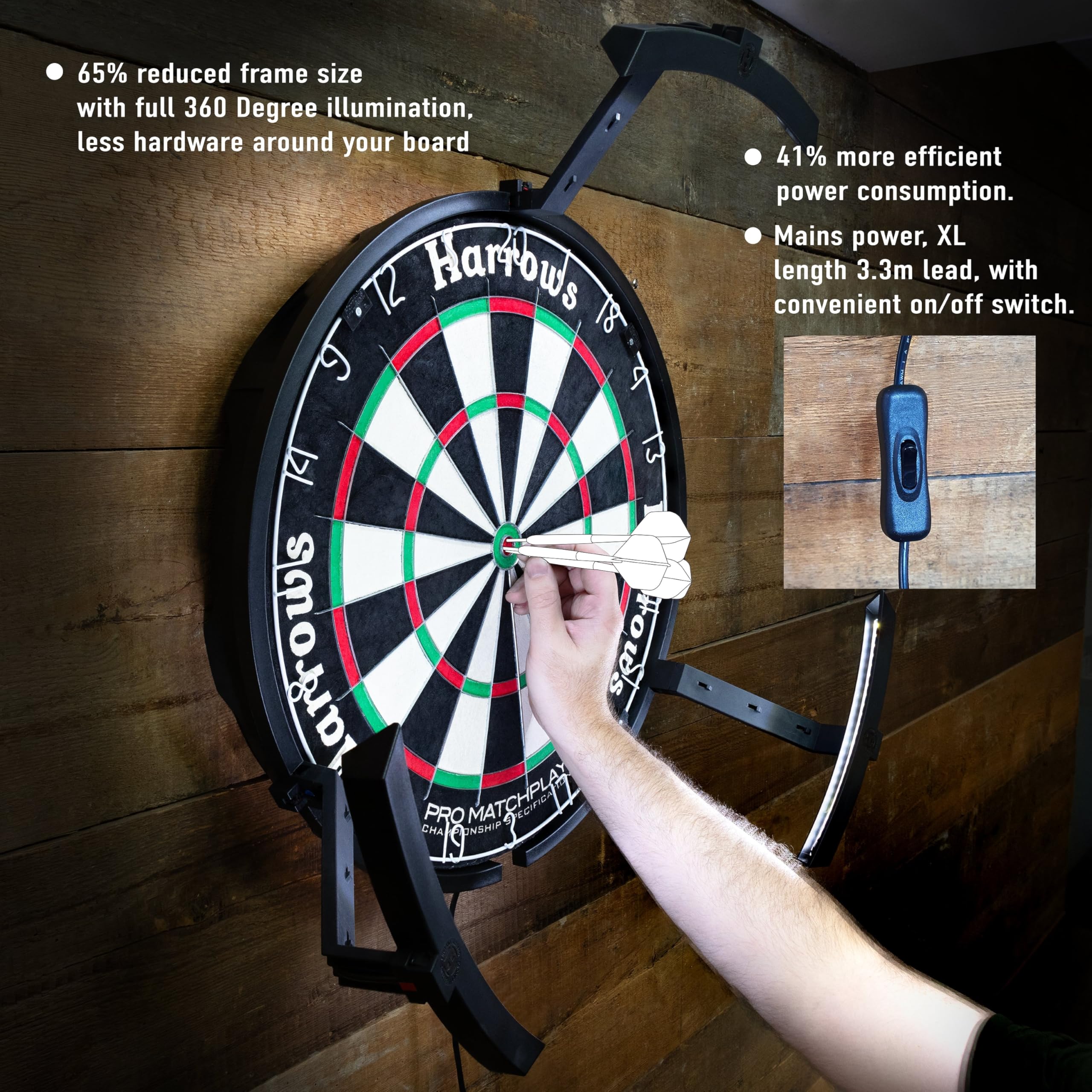 Harrows Trilight LED Dartboard Light – 360° Shadowless Dart Board Lighting