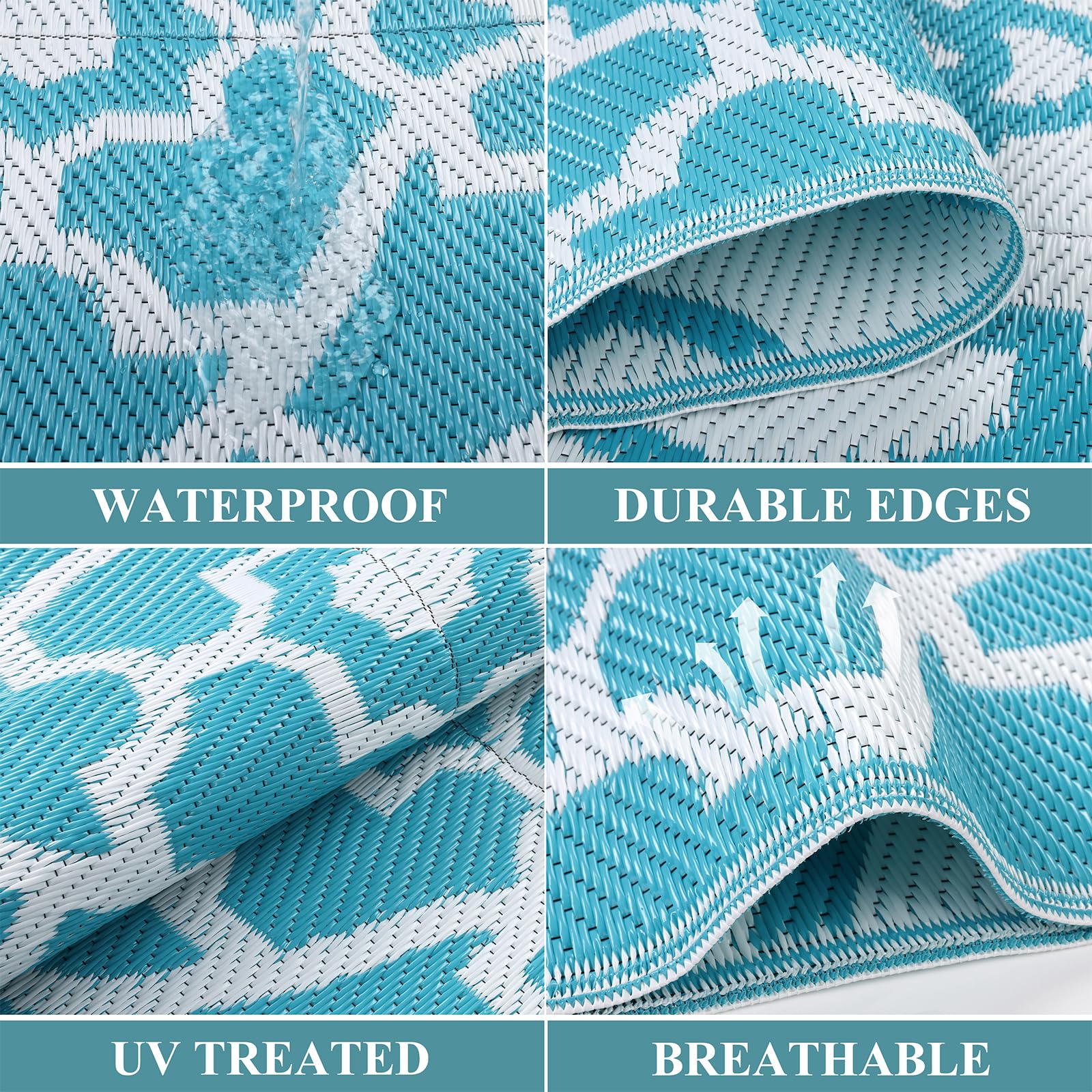 Enyhom Outdoor Rug | 180x270cm Reversible Waterproof Plastic Straw Mat