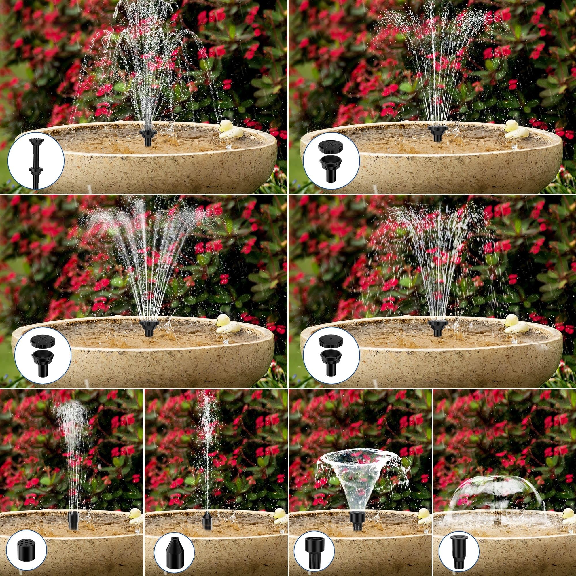 Biling 7.5W Solar Water Pump with 3600mAh Battery and 10 Nozzles