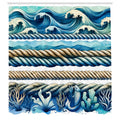 Abakuhaus Coastal Shower Curtain | Waterproof Fabric | Seafoam Teal & Brown