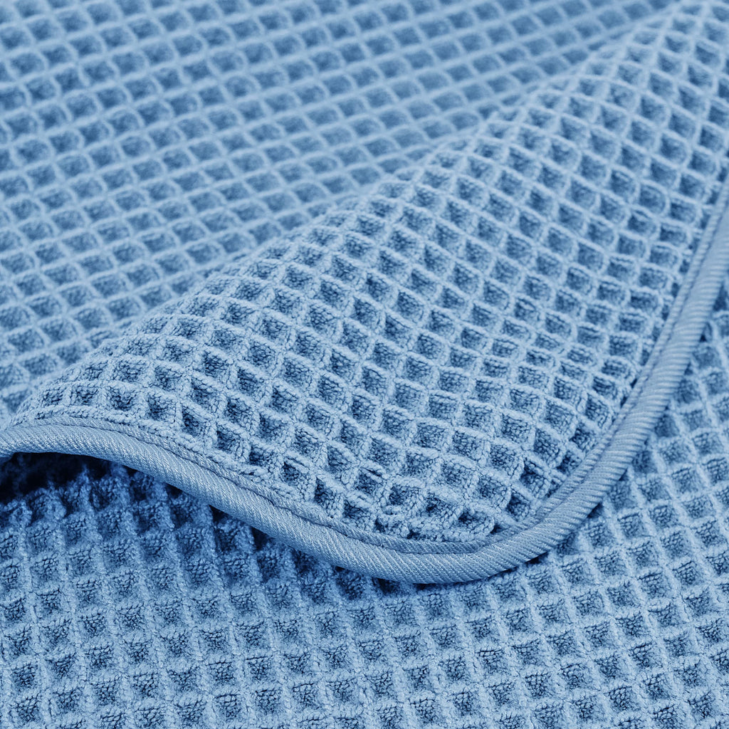 Polyte Microfibre Bath Towels – Quick Dry Waffle Weave, 4 Pack, Blue