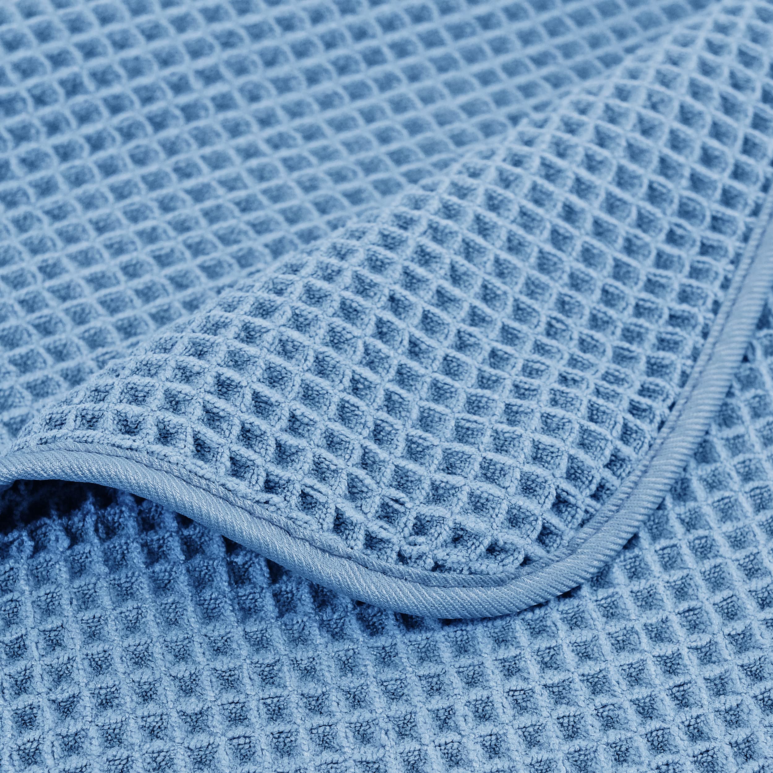 Polyte Microfibre Bath Towels – Quick Dry Waffle Weave, 4 Pack, Blue