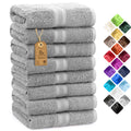 NatureMark 8 Hand Towels Set | 100% Cotton 50x100cm | Silver Grey