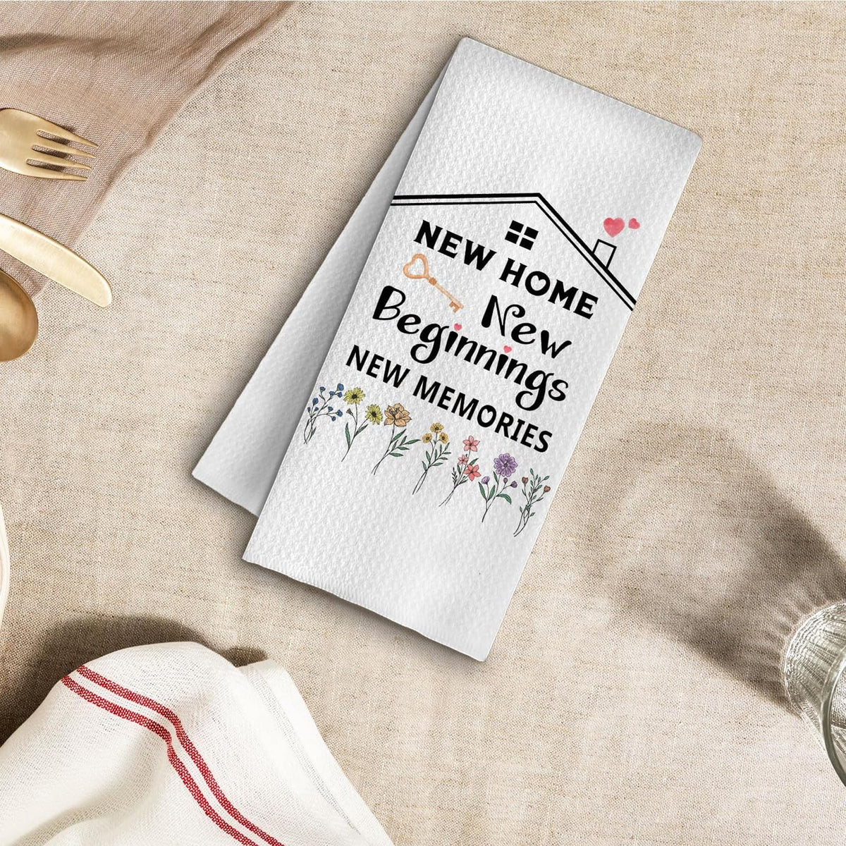 2PCS New Home Gifts Ornament Kitchen Towel House Warming Gifts White