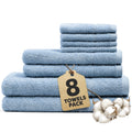 Novo Home 8-Piece Cotton Bath Towel Set – Sky Blue Soft & Absorbent