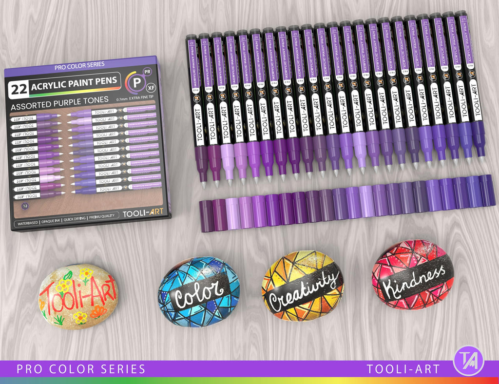 Jolof Store Acrylic Paint Pens - 22 Purple Tones 0.7mm Extra Fine Tip Set