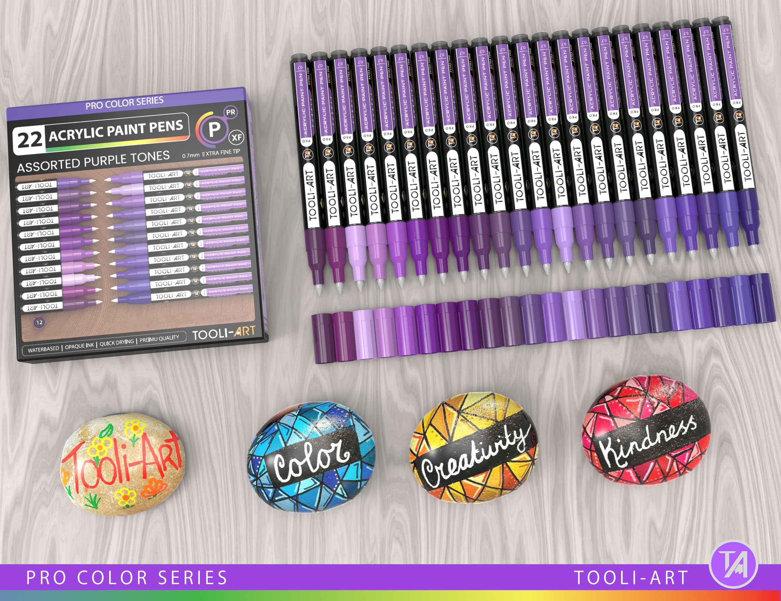 Jolof Store Acrylic Paint Pens - 22 Purple Tones 0.7mm Extra Fine Tip Set