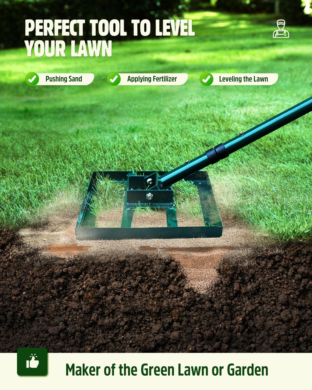 Signstek Lawn Leveling Rake | 43x25cm Adjustable Stainless Steel Tool