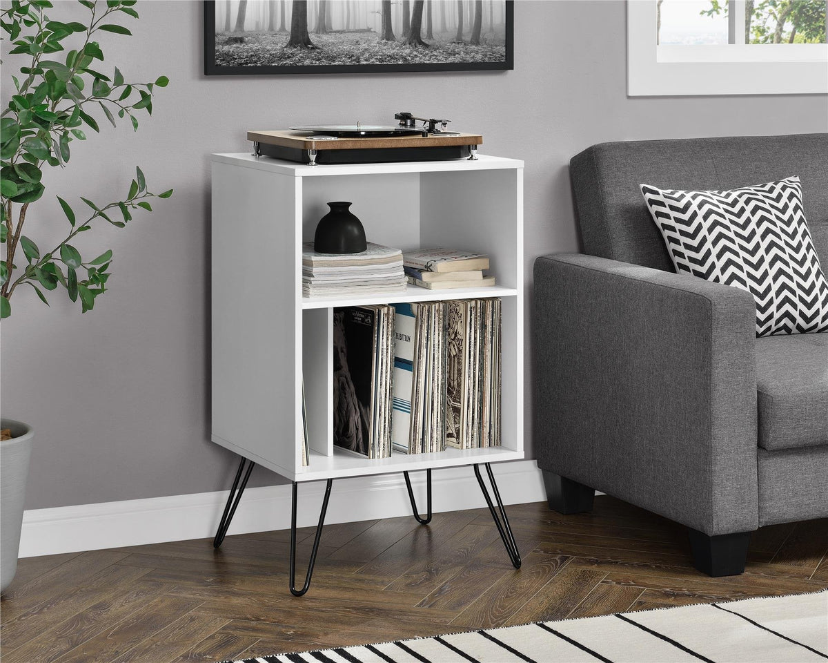 Ameriwood Harmony Turntable Stand, Wood Look White, 86.61 cm H x 52.58 cm W x 45.72 cm D - image 4