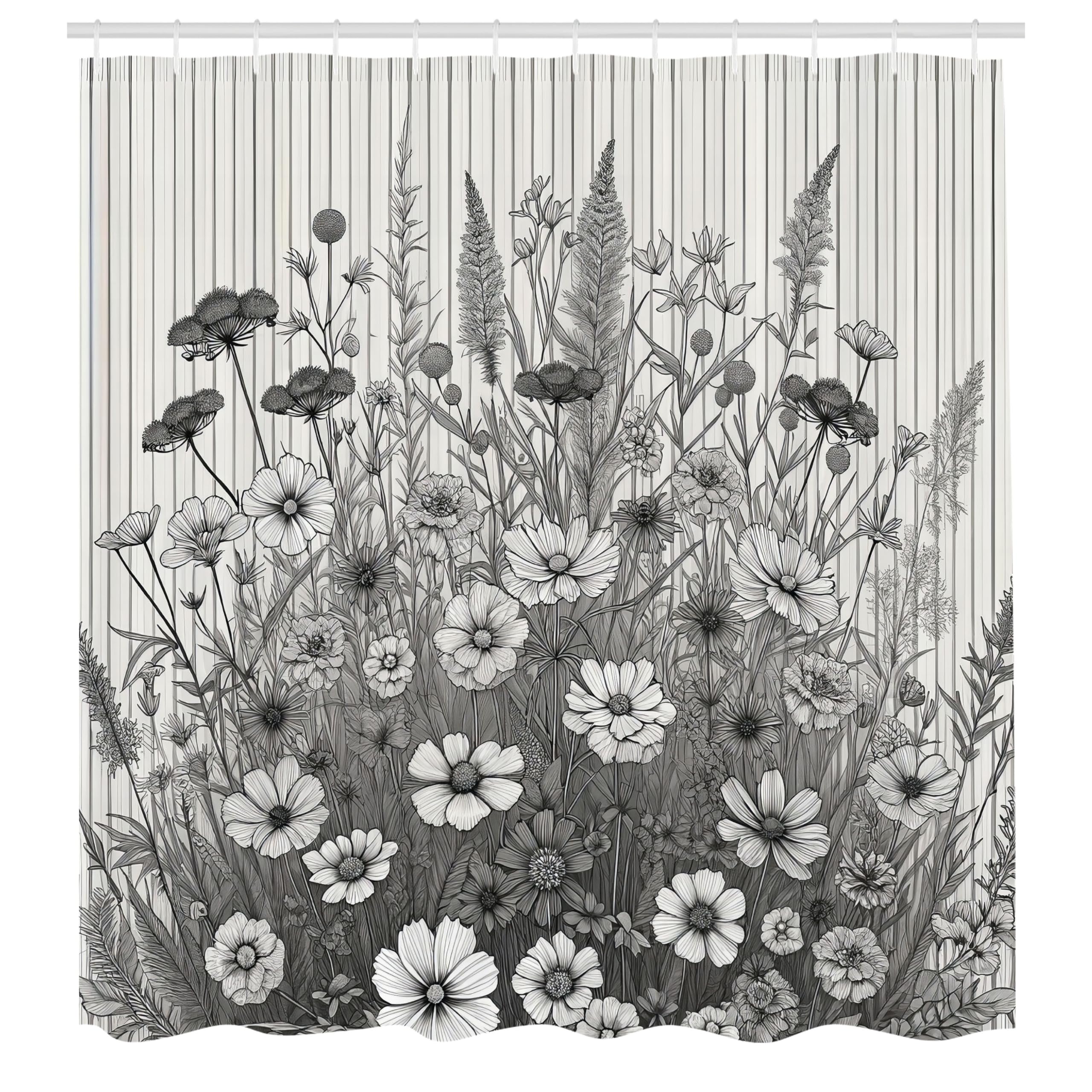 Abakuhaus Wildflowers Shower Curtain | Waterproof Fabric Decor | 175 x 200 cm