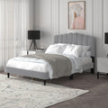Galano Emely Upholstered Double Bed – Grey Fabric with Wooden Slats