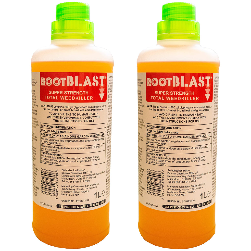 Rootblast Super Strength Glyphosate Weed Killer - 2 x 1L Concentrate