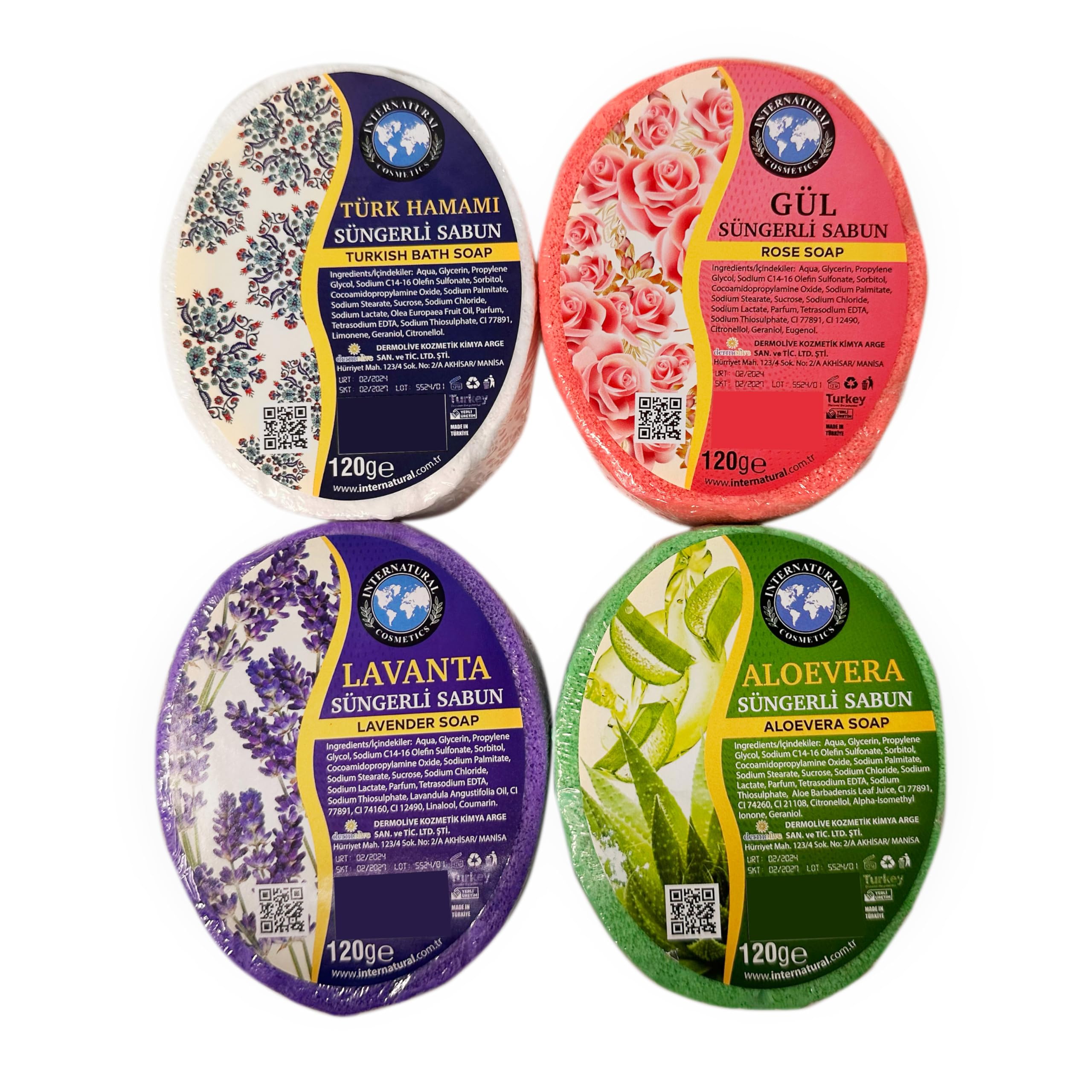 Rigasz Handmade Exfoliating Sponge Soap Set - Natural 4-Pack (120g)