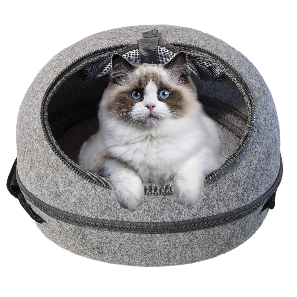 Doc & Phoebe Sleep and Go – Convertible Cat Bed and Pet Carrier, Grey