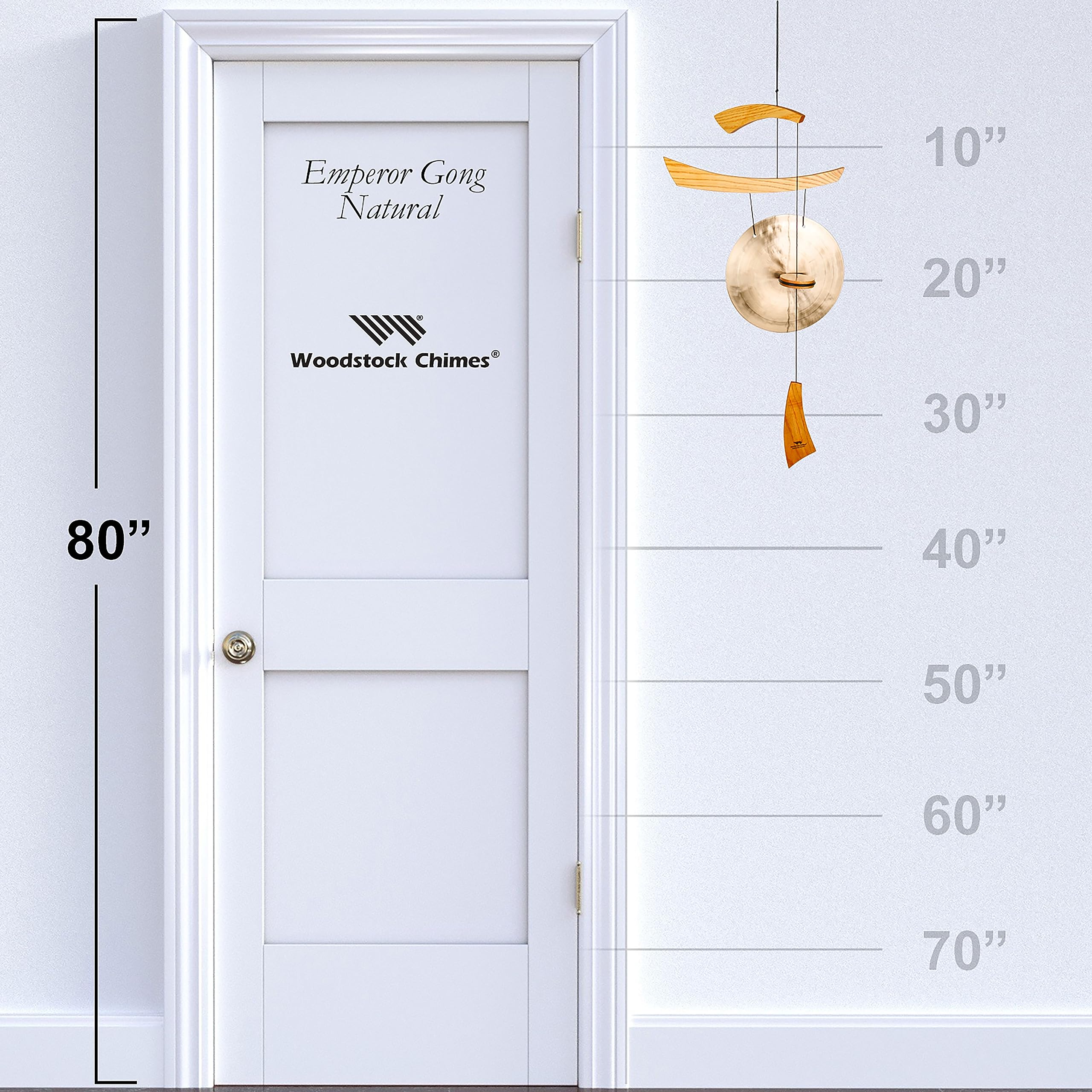 Woodstock Chimes Emperor Gong - 25cm Brass Chime with Ash Wood Finish