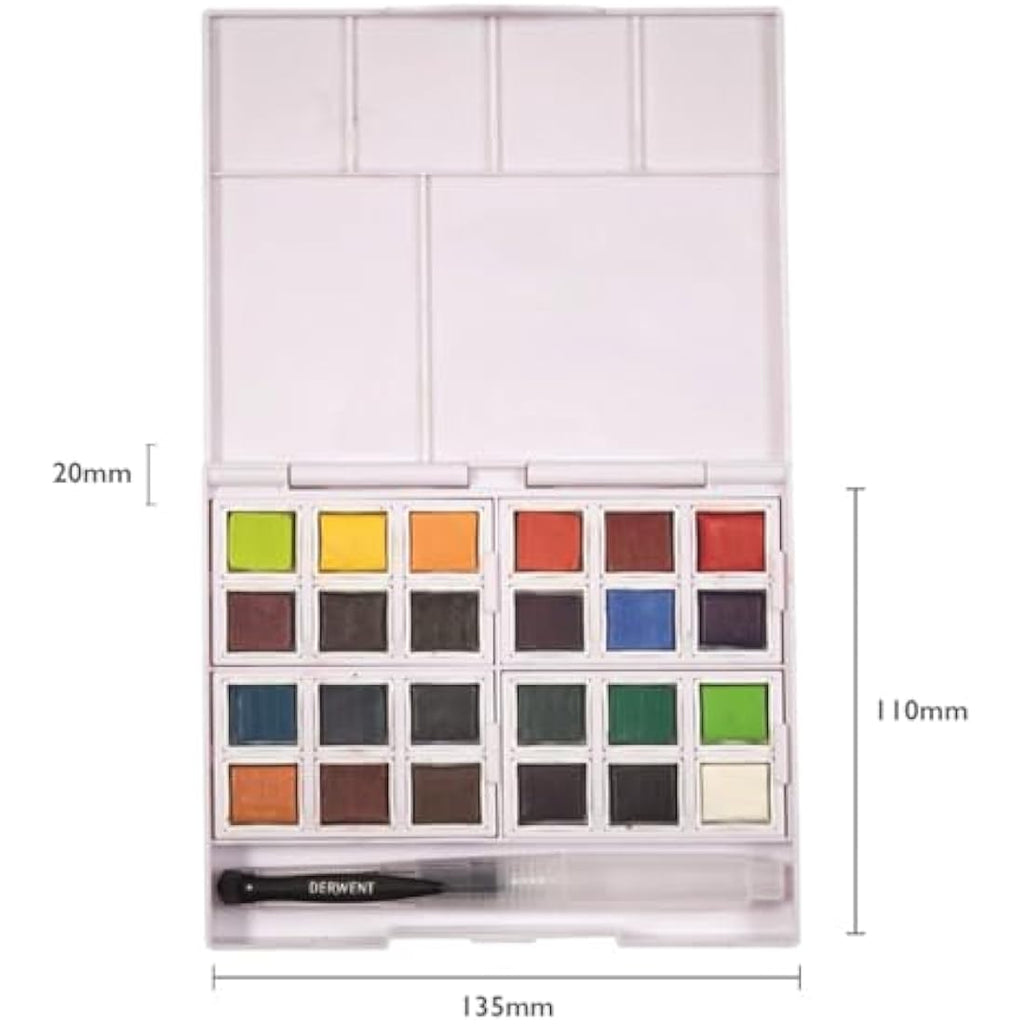 Derwent Inktense Paint Pan Set - 24 Water-Soluble Permanent Colours