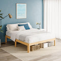 QFtime King Size Bamboo Platform Bed Frame with Metal Slat Support