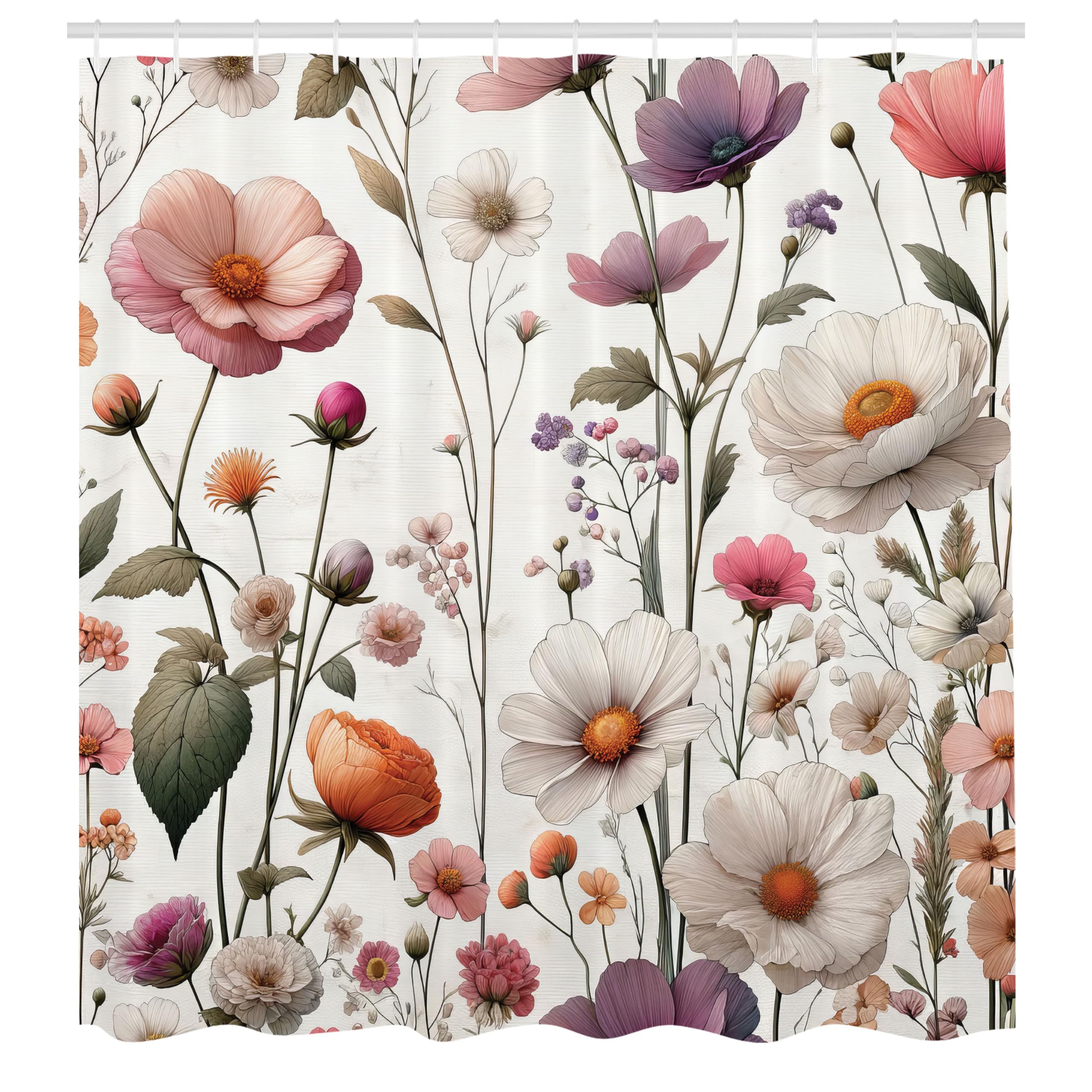 Abakuhaus Floral Shower Curtain | Waterproof Fabric Decor | 175 x 200 cm