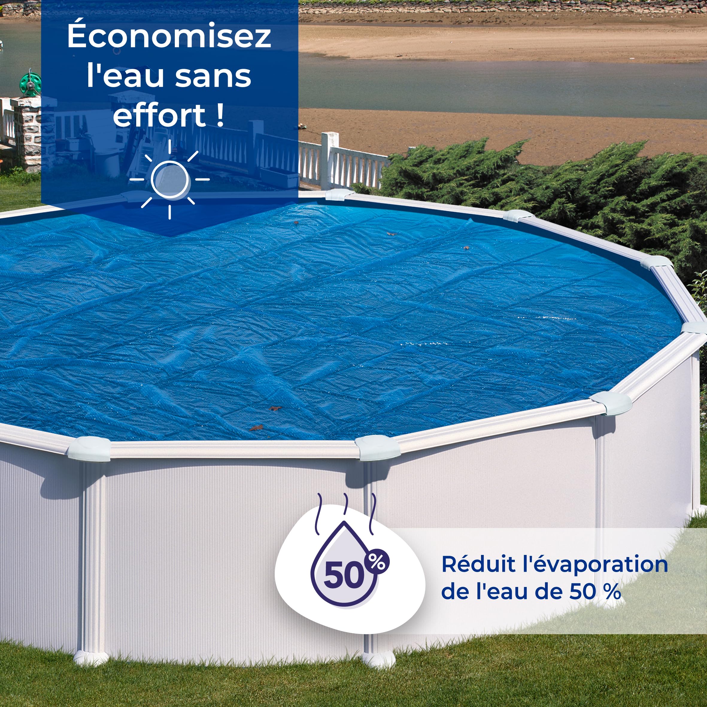 Gre Oval Insulated Swimming Pool Cover - 500 x 300 cm Blue Polyethylene