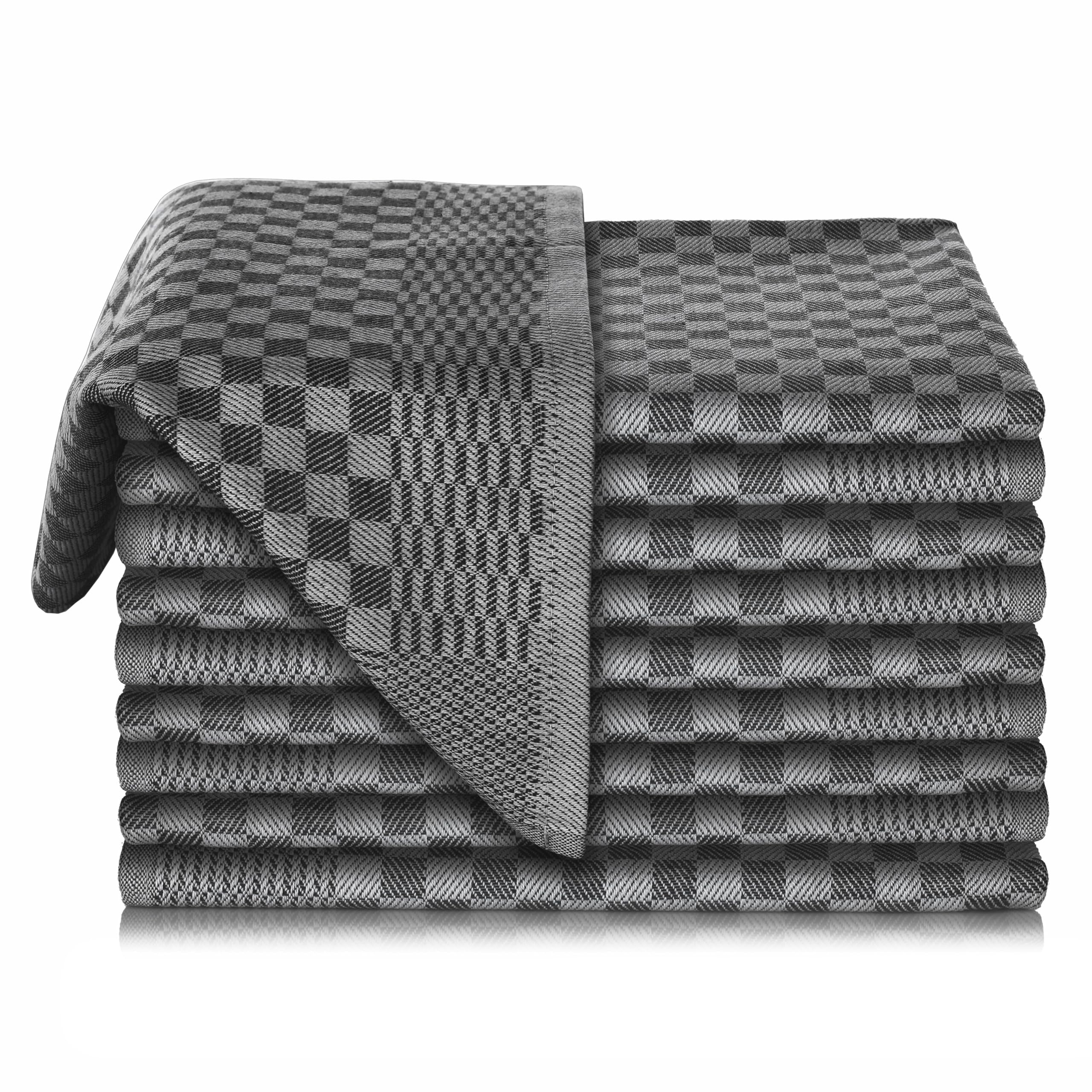 Vaily 10-Pack Cotton Tea Towels – Absorbent Kitchen Cloths, Black